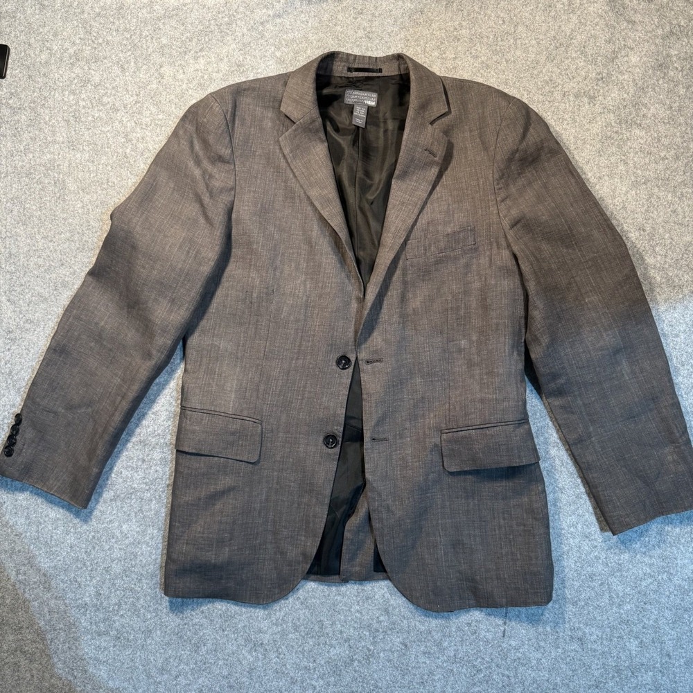 H&M Mens Gray Textured Blazer 38R Two Button Sport Coat Jacket Fully Lined